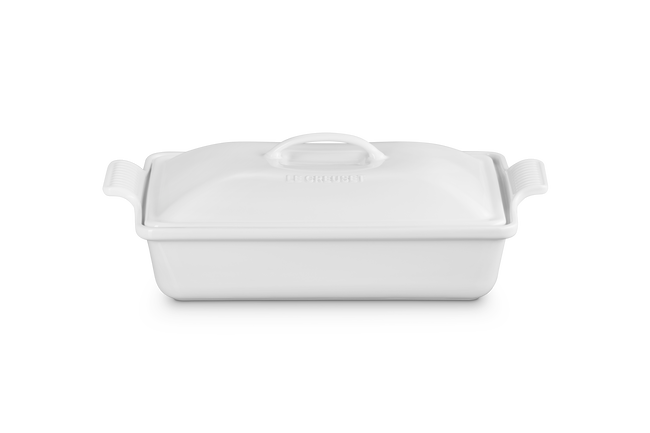 Stoneware Heritage Rectangular Dish with LidWhite image number 1