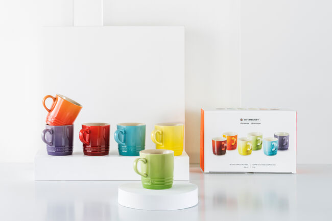 Stoneware Rainbow Set of 6 Cappuccino Mugs image number 2