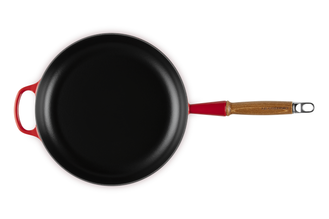Le Creuset Cast Iron Signature Frying Pan with Wooden Handle 28cm CeriseCerise image number 4