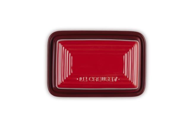 Stoneware Large Butter DishCerise image number 5