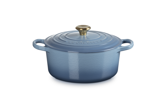 Cast Iron Signature Round CasseroleChambray image number 1