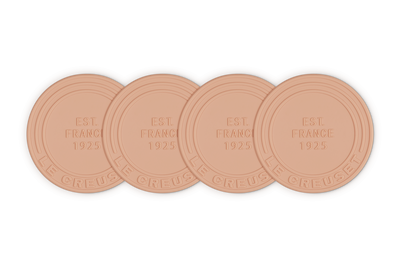 Le Creuset Silicone Set of 4 Coasters 1925 Design 10cm P&ecirc;che