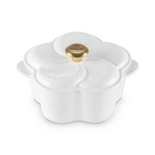 Le Creuset Cast Iron Floral Casserole 20cm with Gold Knob White image number 2