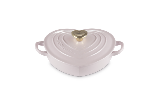 Cast Iron Heart Shallow Casserole with Light Gold Heart KnobShallot image number 2