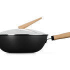 Le Creuset Carbon Steel Wok with Glass Lid & Wooden Handle 30cm image number 3