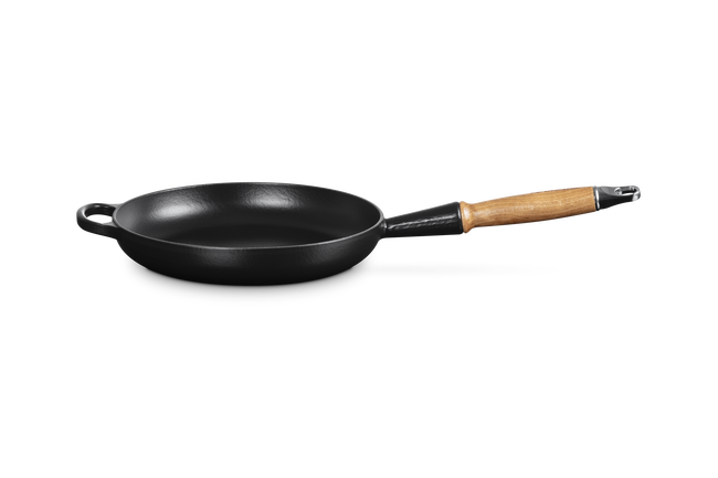 Le Creuset Cast Iron Signature Frying Pan with Wooden Handle 24cm Matte BlackMatte Black image number 1