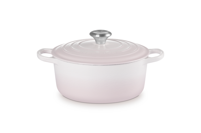 Cast Iron Signature Round CasseroleShell Pink image number 1