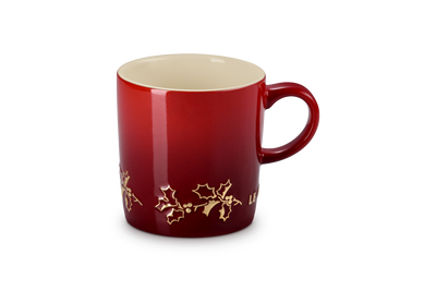 Le Creuset Stoneware Holly Mug with Gold Decal 350ml