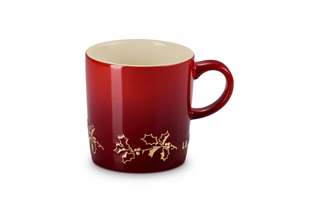 Le Creuset Stoneware Holly Mug with Gold Decal 350ml image number 1