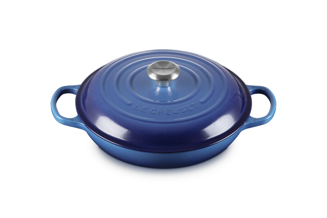 Le Creuset Cast Iron Signature Shallow Casserole 28cm AzureAzure Blue image number 2