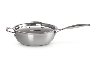 3-ply Stainless Steel Non-Stick Chef's Pan with Lid and Helper Handle