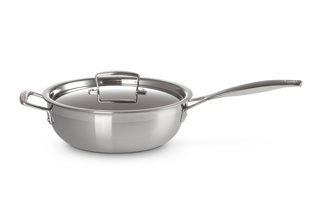 3-ply Stainless Steel Non-Stick Chef's Pan with Lid and Helper Handle image number 2