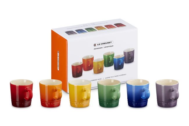 Stoneware Rainbow Set of 6 Espresso Mugs image number 1