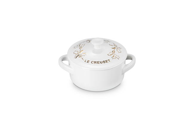 Le Creuset Stoneware Holly Mini Casserole with Gold Decal 10cm image number 3