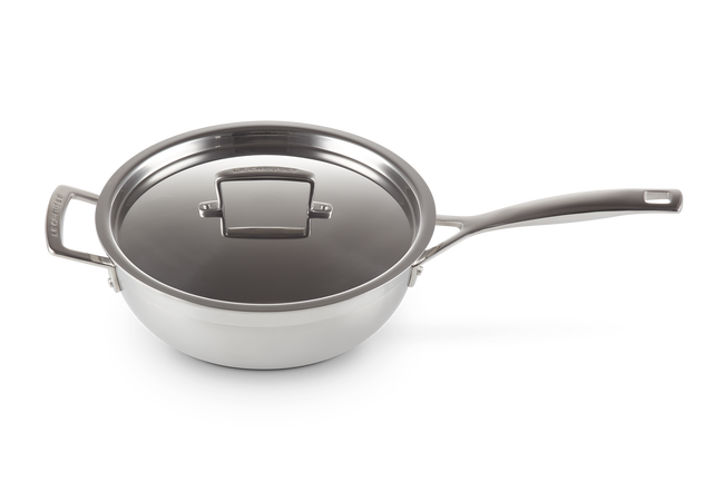 3-ply Stainless Steel Non-Stick Chef's Pan with Lid and Helper Handle image number 3