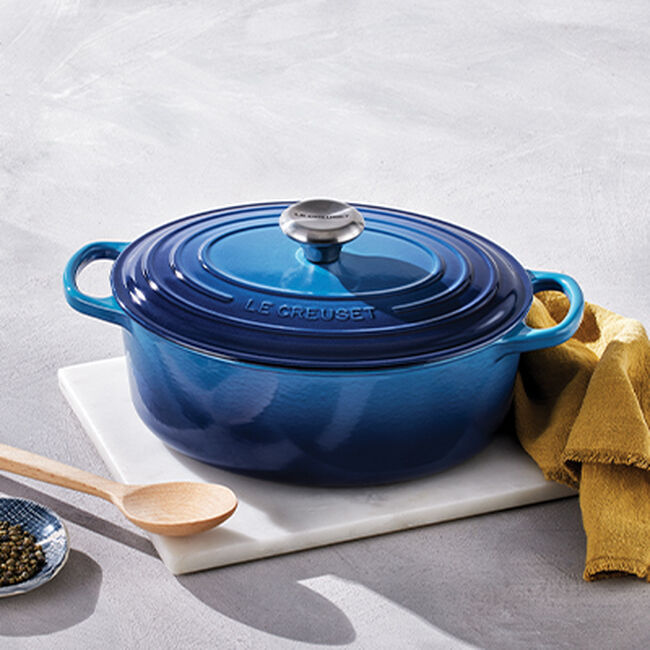 Le Creuset Cast Iron Signature Oval Casserole 31cm Azure BlueAzure Blue image number 6