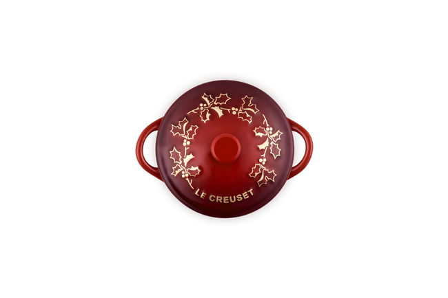 Le Creuset Stoneware Holly Mini Casserole with Gold Decal 10cm image number 5