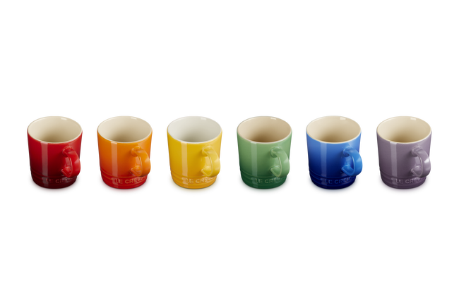 Stoneware Rainbow Set of 6 Espresso Mugs image number 3