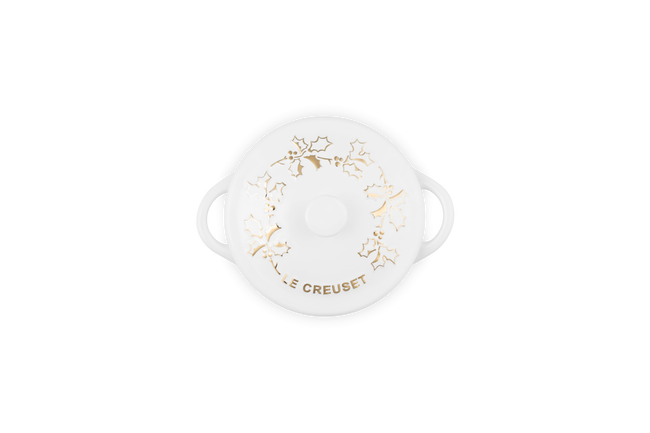 Le Creuset Stoneware Holly Mini Casserole with Gold Decal 10cm image number 6