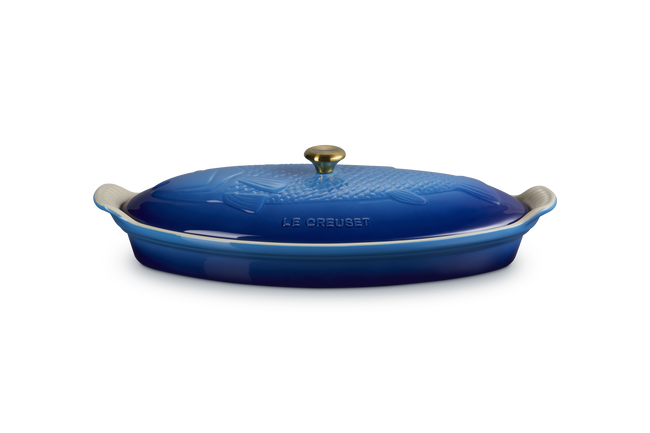 Stoneware Heritage Fish Baker with LidAzure Blue image number 1