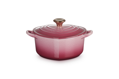 Cast Iron Heart Deep Casserole Berry with Copper Knob