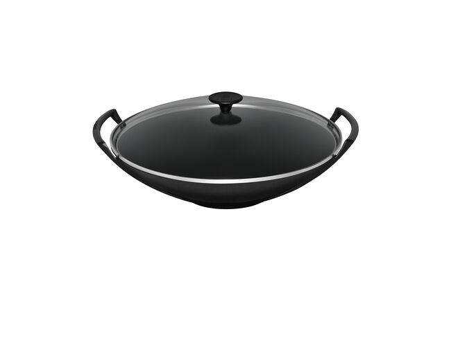 Le Creuset Cast Iron Classic Wok With GlaStainless Steel Lid 36cm 36cm Matte BlackMatte Black image number 1