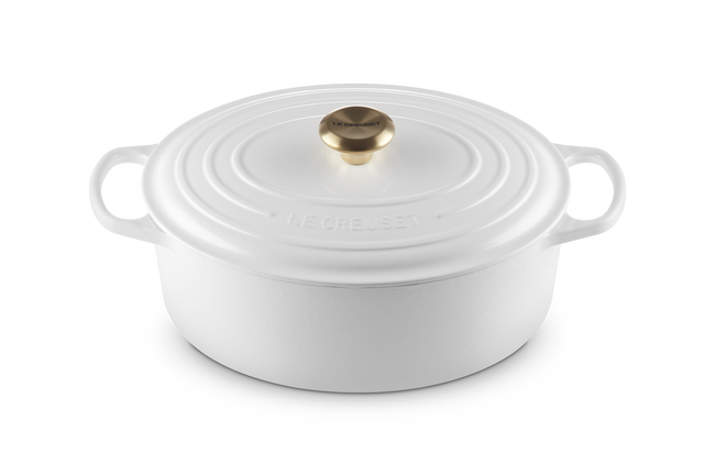 Le Creuset Cast Iron Signature Oval Casserole 31cm WhiteWhite image number 2