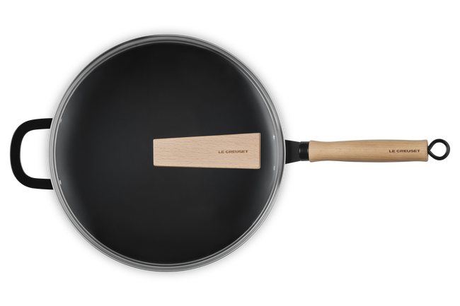 Le Creuset Carbon Steel Wok with Glass Lid & Wooden Handle 30cm image number 4
