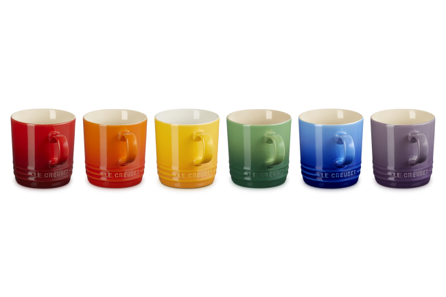 Stoneware Rainbow Set of 6 Cappuccino Mugs image number 2