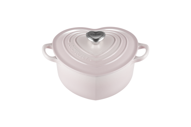 Le Creuset Cast Iron Classic Heart Casserole with StainleStainless Steel Steel Heart Knob 20cm Shell PinkShell Pink image number 2