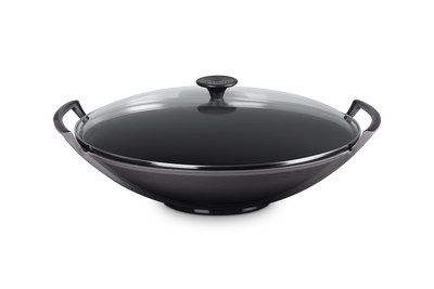Cast Iron Traditional Wok with Glass Lid