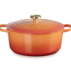 Cast Iron Flamme Dor&eacute;e Signature Round Casserole with Crucible Knob image number 1