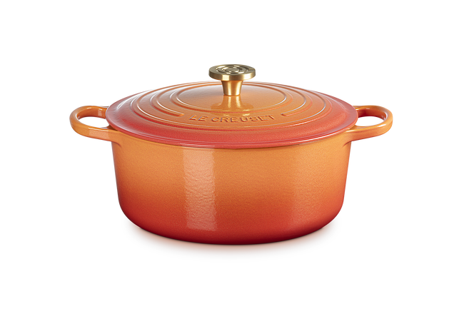 Cast Iron Flamme Dor&eacute;e Signature Round Casserole with Crucible Knob image number 1