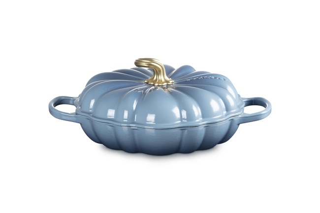 Le Creuset Cast Iron Signature Pumpkin Shallow Casserole 28cm ChambrayChambray image number 1
