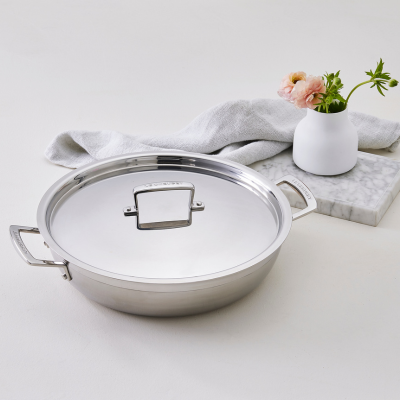3-ply Stainless Steel Shallow Casserole with Lid