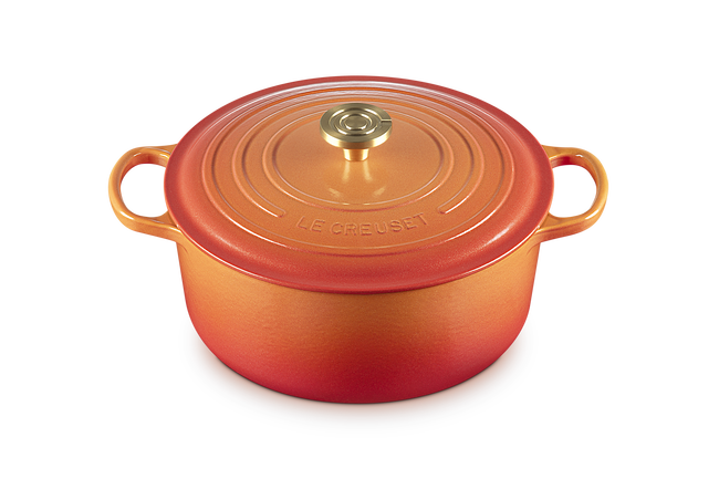 Cast Iron Flamme Dor&eacute;e Signature Round Casserole with Crucible Knob image number 2