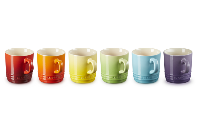 Stoneware Rainbow Set of 6 Cappuccino Mugs image number 1