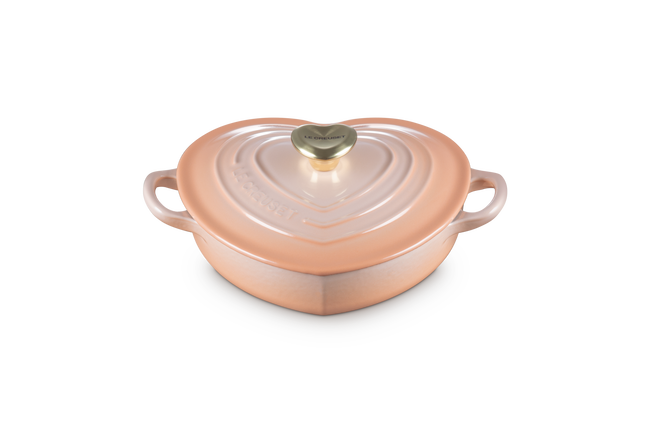 Cast Iron Heart Shallow Casserole with Light Gold Heart Knob image number 4