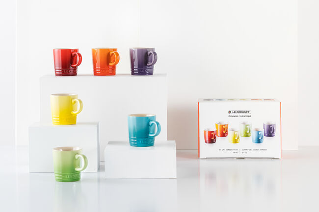 Stoneware Rainbow Set of 6 Espresso Mugs image number 3