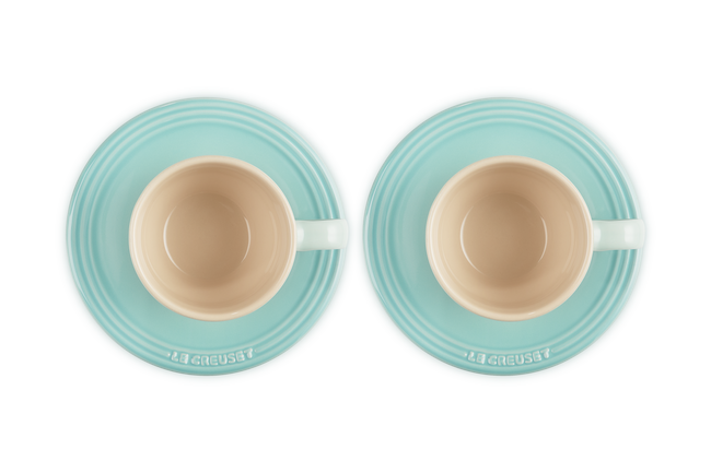 Stoneware Set of 2 Cups and SaucersCool Mint image number 4