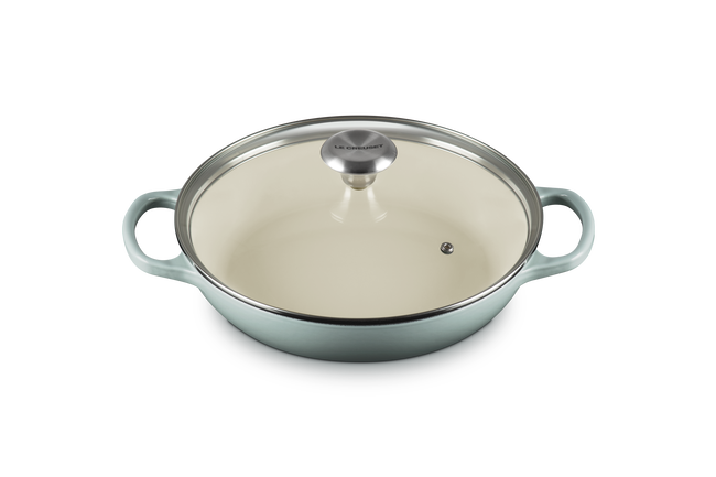 Cast Iron Signature Shallow Braiser with Glass LidSea Salt image number 2