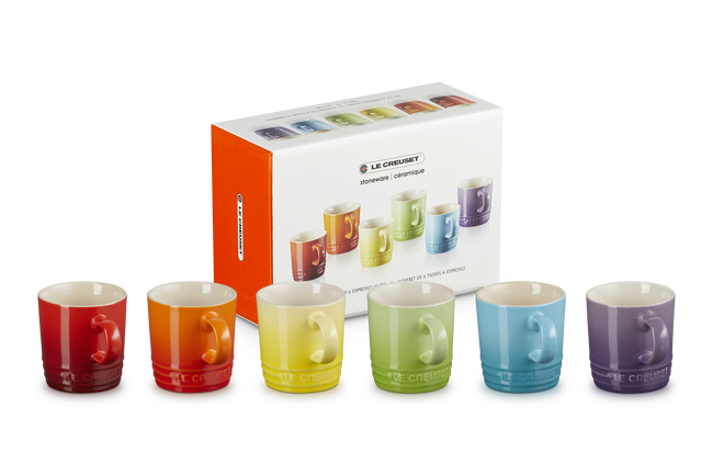 Stoneware Rainbow Set of 6 Espresso Mugs image number 2