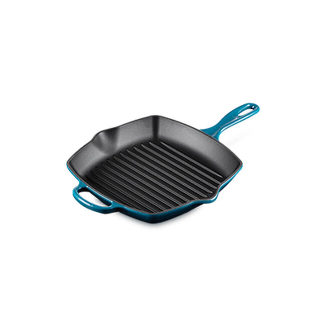 Le Creuset Cast Iron Signature Square Skillet Grill 26cm Deep TealDeep Teal image number 4