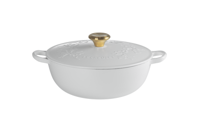 Cast Iron Holly Soup Pot with Gold Knob