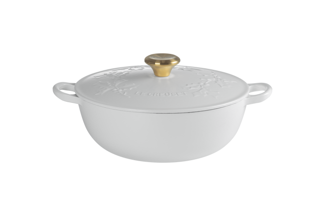 Cast Iron Holly Soup Pot with Gold KnobCotton image number 1