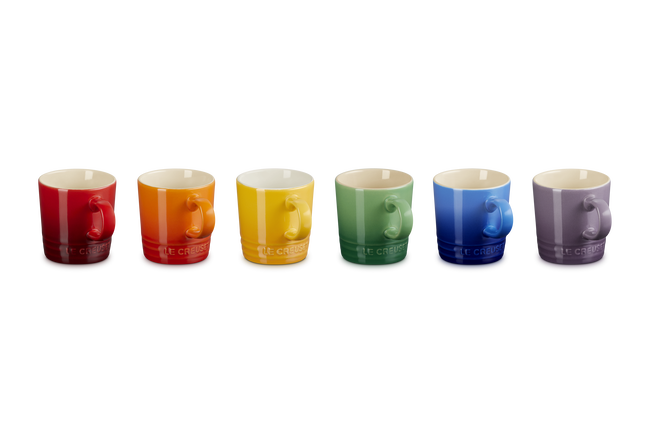 Stoneware Rainbow Set of 6 Espresso Mugs image number 2