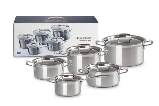 3-ply Stainless Steel 5-piece Cookware Set image number 1