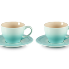 Stoneware Set of 2 Cups and SaucersCool Mint image number 1