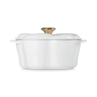 Le Creuset Cast Iron Floral Casserole 20cm with Gold Knob White image number 3