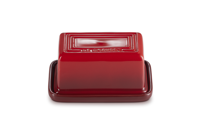 Stoneware Large Butter DishCerise image number 3